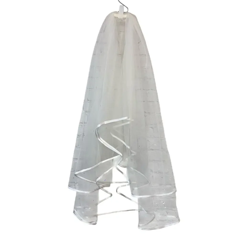 Veil Layered‎ with Rhinestones White Ivory Color